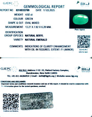 5.66/CT Natural Panna Stone with Govt. Lab Certificate